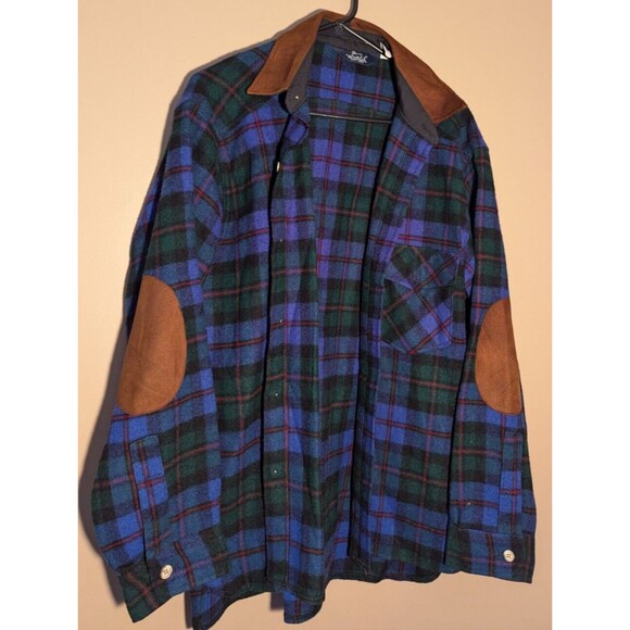 Vintage Woolrich Mens Sz Medium Plaid Wool Blend  w/Leather Elbow Patches - USA - Picture 3 of 16